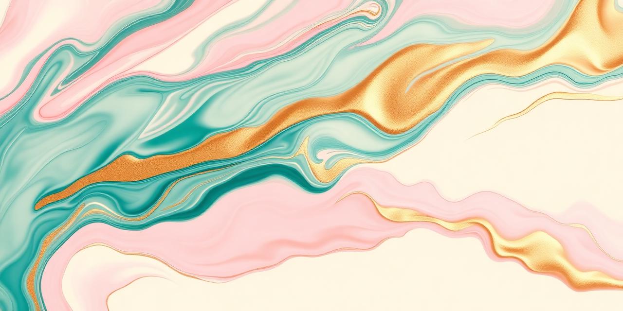 Fluid teal pink and gold ink swirls